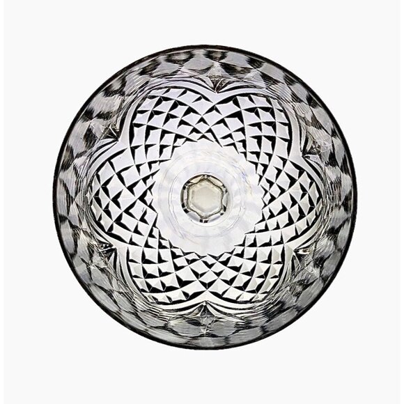 Cut Crystal Wine Glass Set of 2 Goblet Diamond And Fan Design Clear Glass - Picture 4 of 10